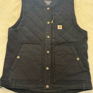 Carhartt Black Quilted Snap-Front Work Vest